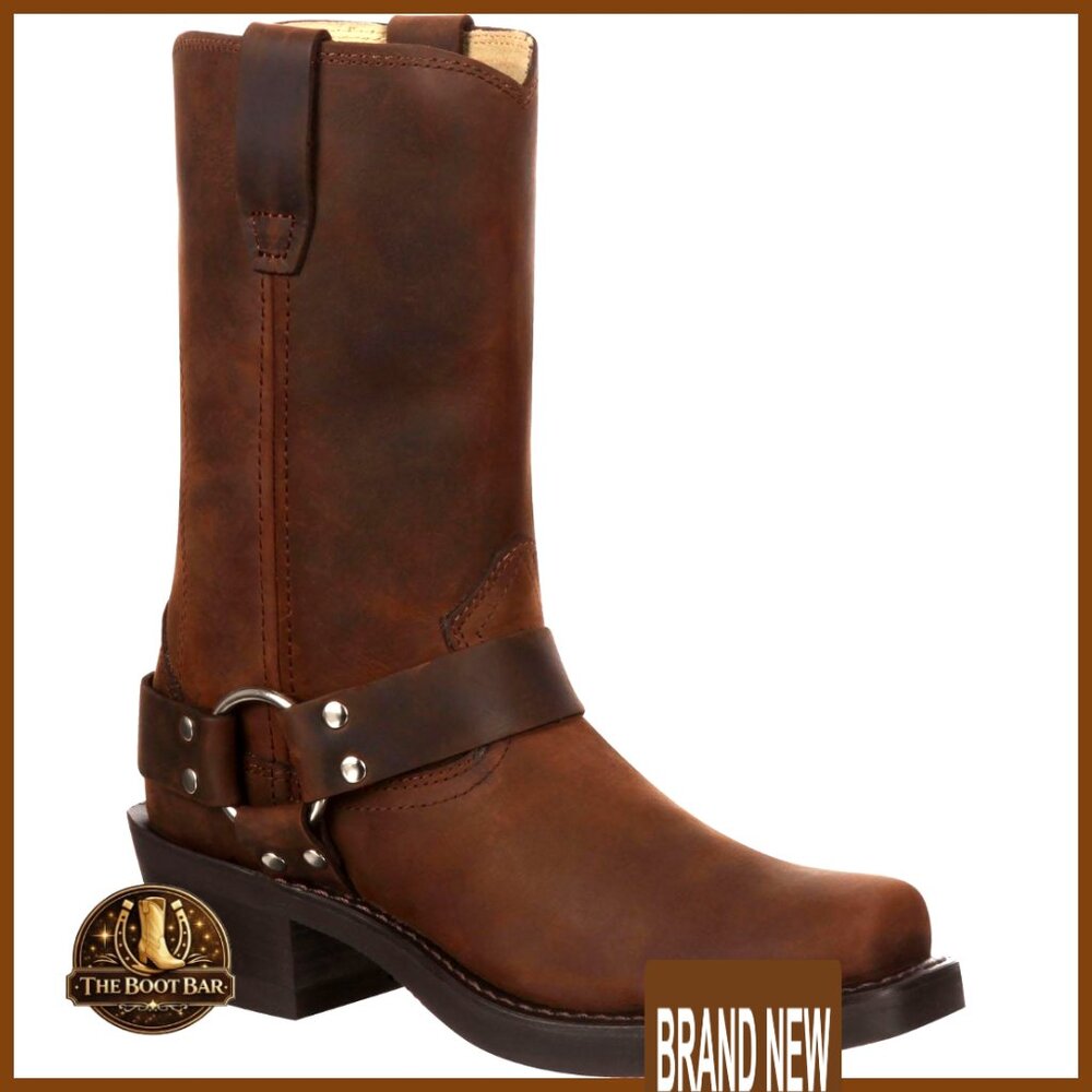 Leather Harness Boots With Steel Shank, 14.5" Calf, 2" Heel